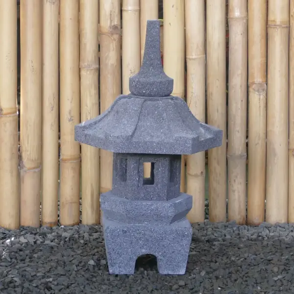 Product image 4 of the product “Japanese style Garden Lantern, made from Andesit Stone. Multipart. 50 cm Height, Roof is 30 cm width. ”